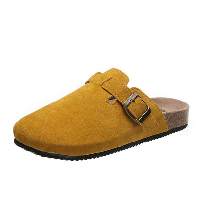 Suede Mules Cork Insole Sandals