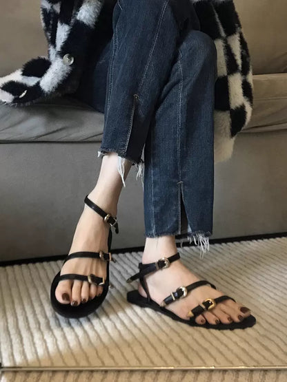 Trendy Roman Slimming Flat Sandals