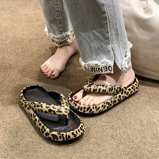 Leopard Print Flip Flops