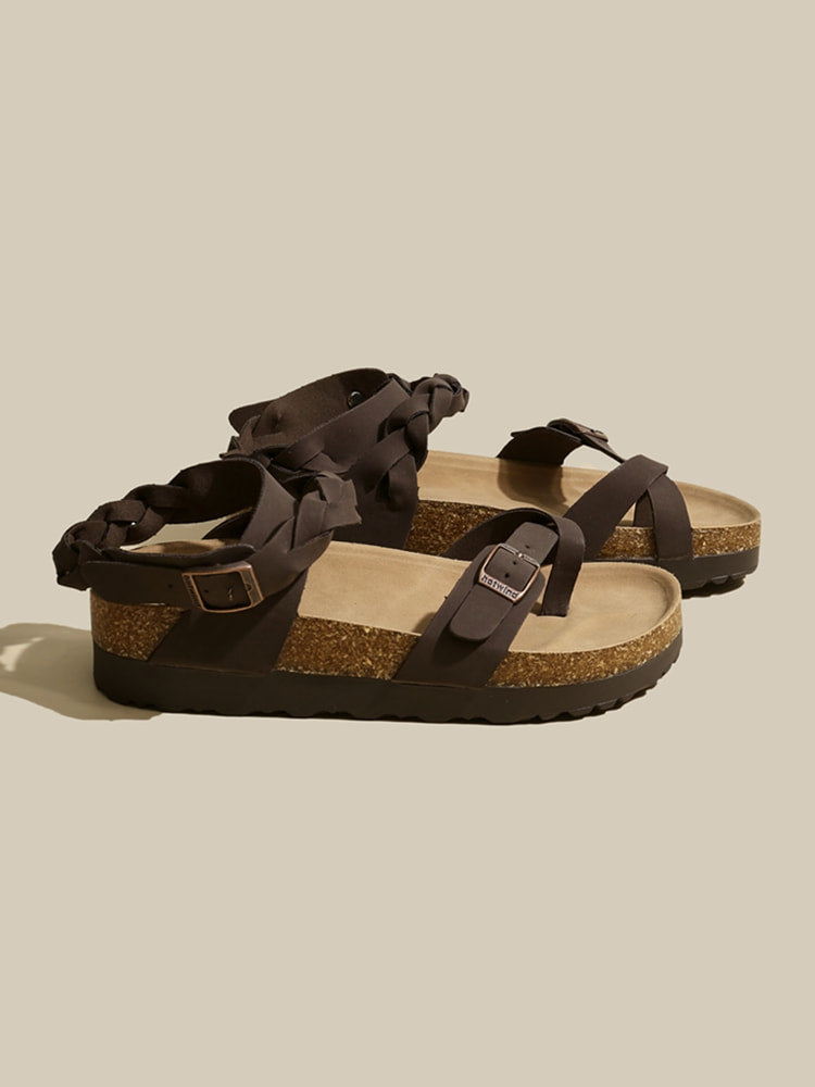 Vintage Leather Woven Roman Sandals