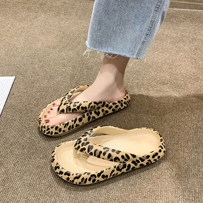 Leopard Print Flip Flops